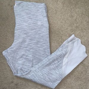 Grey and White Striped Lululemon Leggings